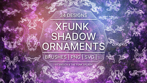 XFunk Shadow Ornaments (Vector, PNG, Brushes)
