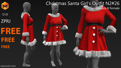 Christmas Santa Girl's Outfit N2 #26  *FREE*