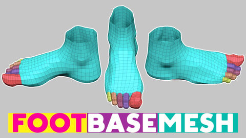 Foot base mesh topology and UV map