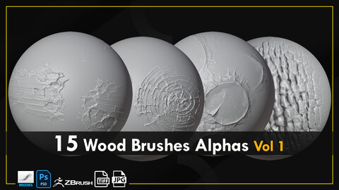 15 Alphas Brushes Wood Vol 1