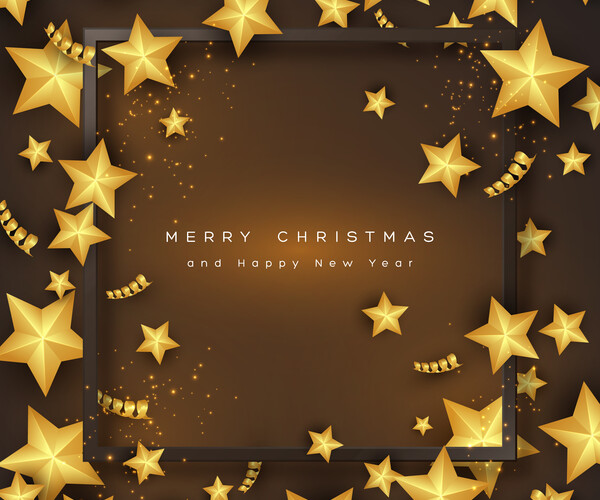 ArtStation - Merry Christmas holiday background with golden stars ...