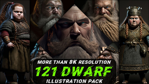 121 Dwarf Illustration Pack (More Than 8K Resolution)