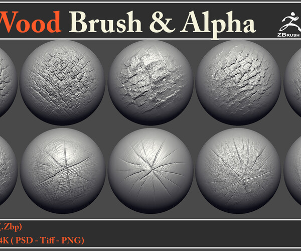 ArtStation - 100 Wood Brush & Alpha VOL 01 | Brushes