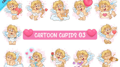 Bundle Cartoon Cupid 03. Clipart.