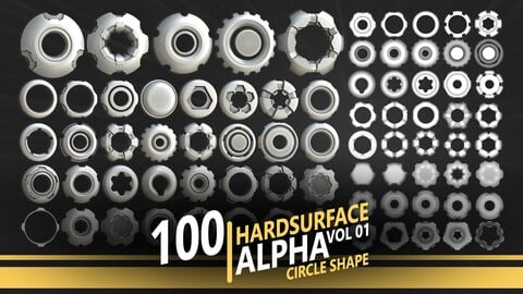 100 Hardsurface Alpha - Circle Shape - VOL 01