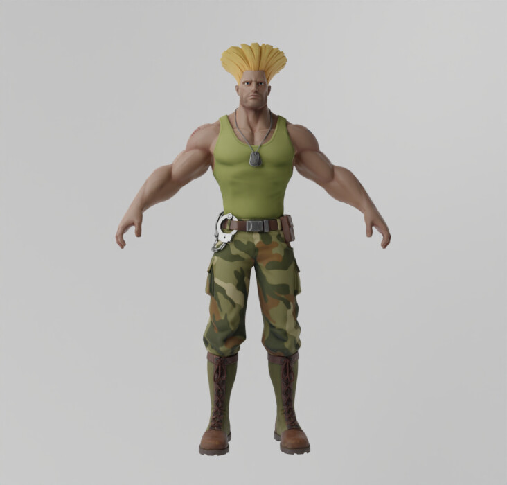 3D Printed Guile from Street Fighter 2 by nikko3d