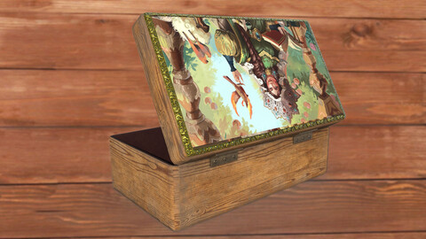 Vintage jewelry box PBR low-poly 3D model