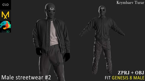 Male Streetwear #2. Marvelous Designer / Clo 3D project +obj