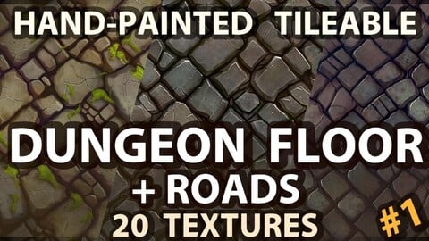 Dungeon Floor, Stone Road - 20 TEXTURES (Hand-painted, Tileable) #1