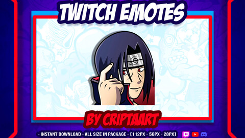 Itachi Uchiha Twitch Emote, 200 iq, Naruto Shippuden emoji, anime, otaku icons, memes, items for stream, Discord, Kick, Youtube