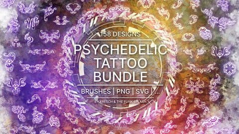 XFunk Psychedelic Tattoo Bundle (Vector, PNG, Brushes)