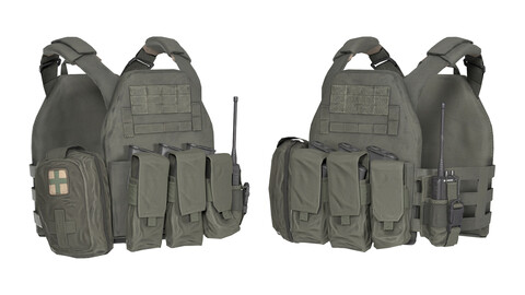 MILITARY Game Ready Vest WARTECH TV-110 Plate Carrier Low-poly 3D model