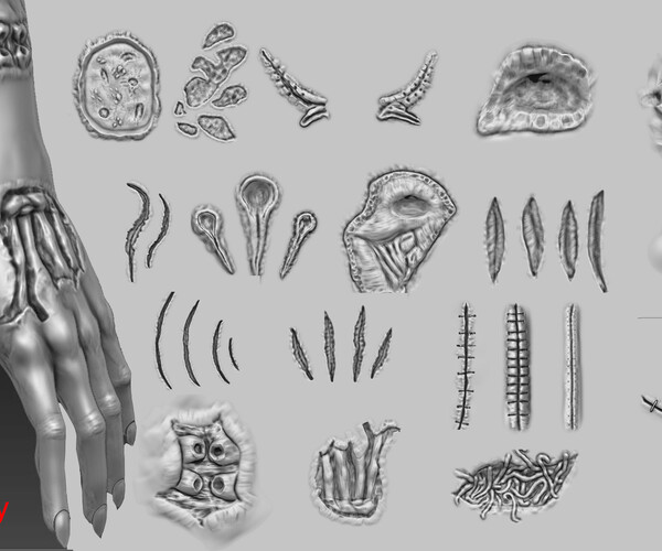 ArtStation 50 Wound Brushes + Alpha Brushes
