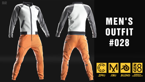 Men's outfit_028. MarvelousDesigner project + OBJ + Blend