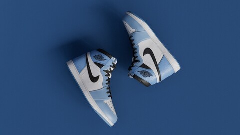 AirJordan 1 Retro HighOG Color Blue Low-poly 3D model