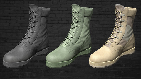 MILITARY Game Ready Army Boots Low-poly 3D model