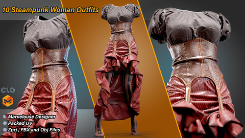 Steampunk Woman Outfits / Zprj + Obj