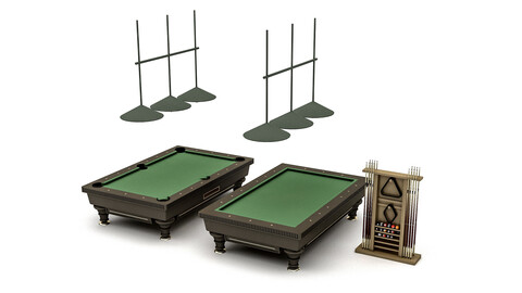 3D billiard hall assets model