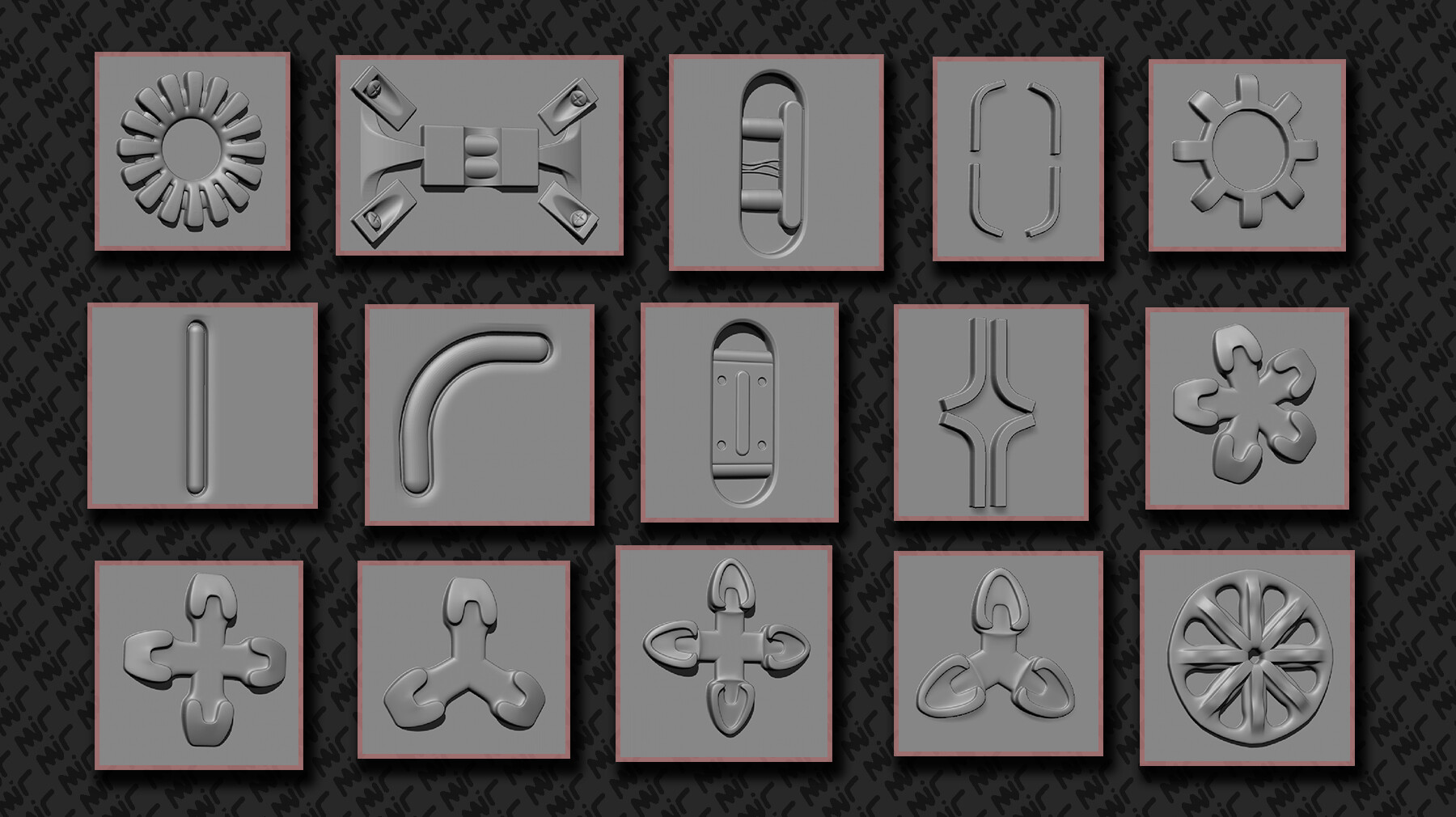 ArtStation - 60 hard surface height alpha map + normal map | Brushes