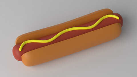 Cartoon Food Hot Dog Fast Food 3D model