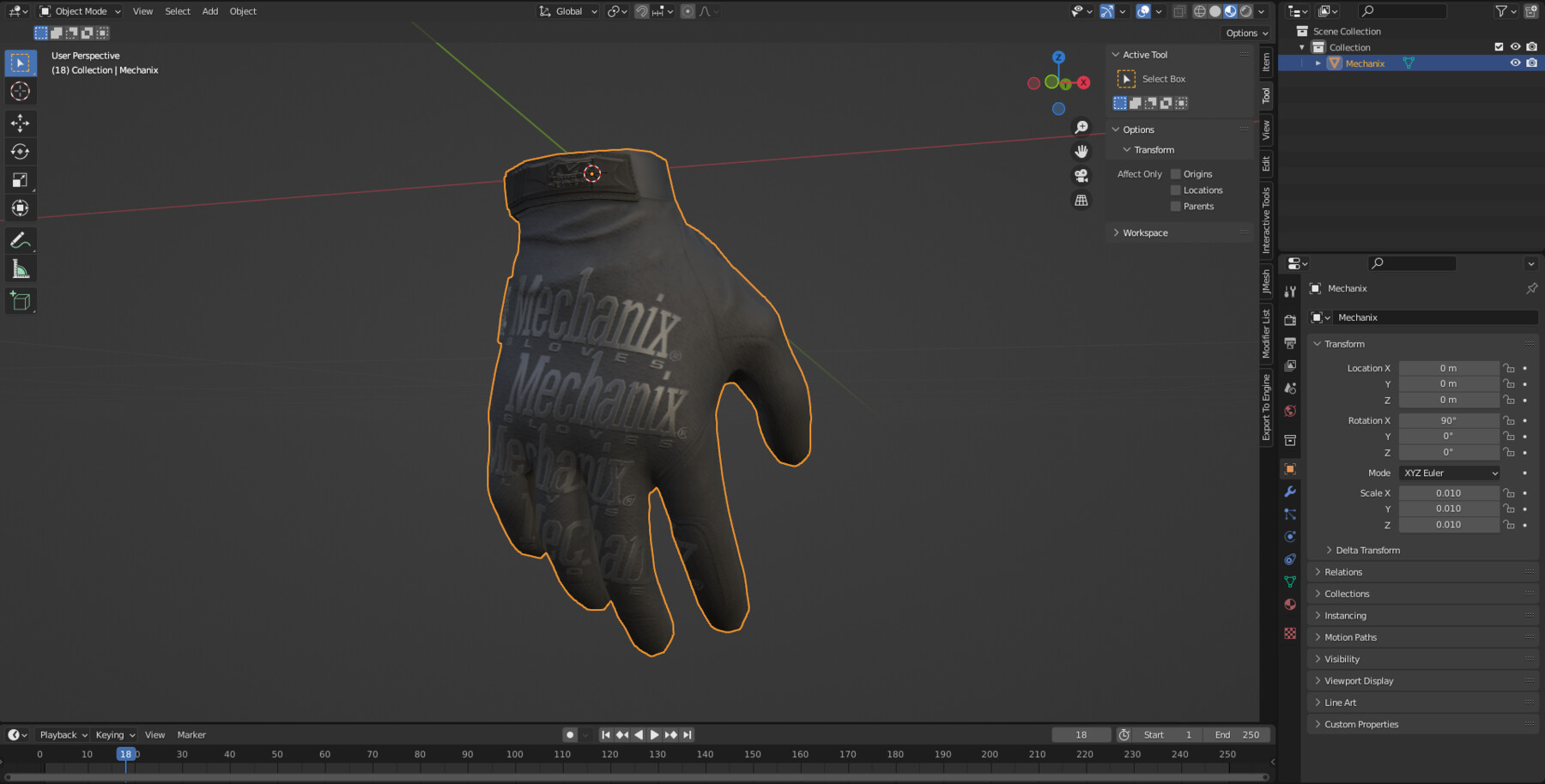 3D model MILITARY Game Ready Mechanix Gloves VR / AR / low-poly