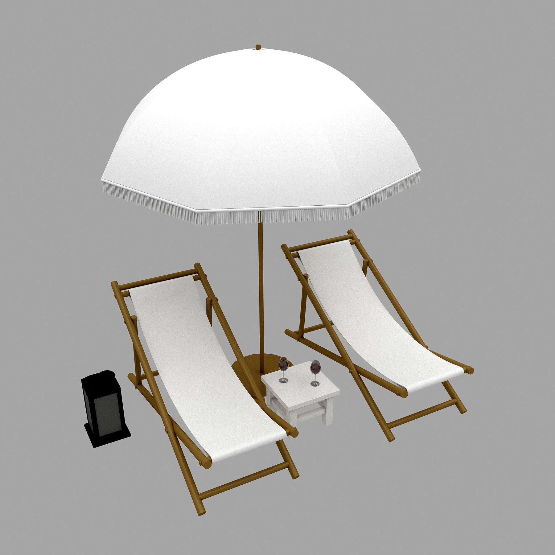 ArtStation 3D bohemian sunbed and umbrella model Resources