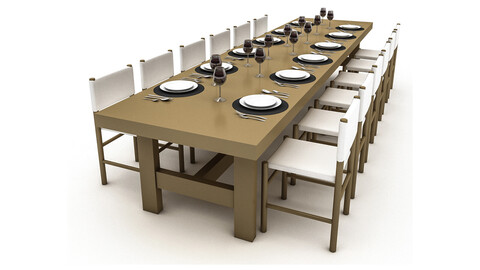 3D model dining table 008