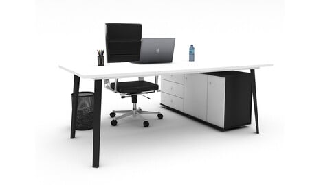 3D model office work and meeting table 01