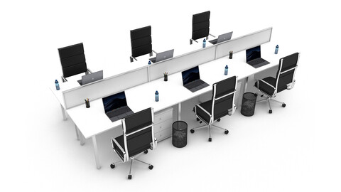 3D office work and meeting table 05 model