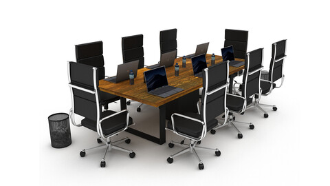 3D office work and meeting table 06