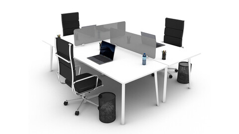 office work and meeting table 07 3D