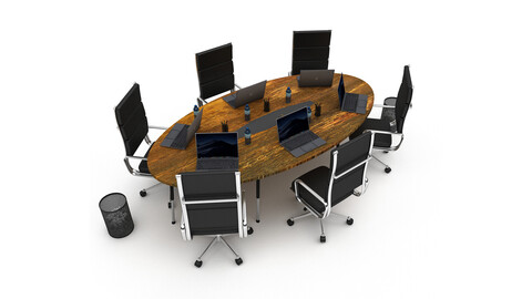 office round meeting table 09 3D model