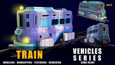 Humoro sci fi cyberpunk train game ready high poly and low poly (original concept) No.13