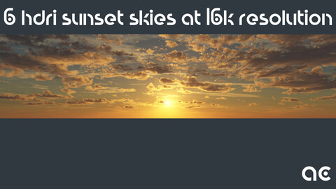 Sunset Skies HDRI Collection - 6 Skies at 16k resolution, Clouds+Atmosphere Masks