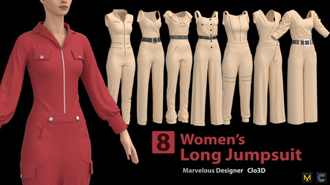 8 Women's Long  Jumpsuit + Zprj +Fbx +Obj