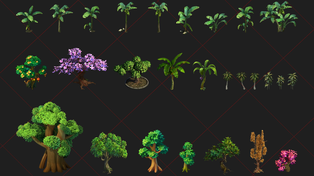 ArtStation - 111 Fantasy Tree, Plant, Grass, Flowers, Nature Game Asset ...