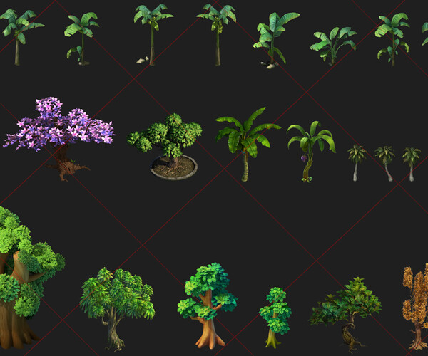 ArtStation - 111 Fantasy Tree, Plant, Grass, Flowers, Nature Game Asset ...