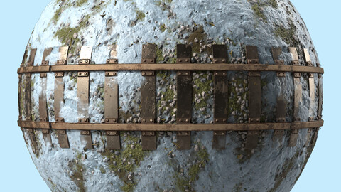 Railroad Materials 3- railroad track Snowy, Sbsar Pbr 4k Seamless