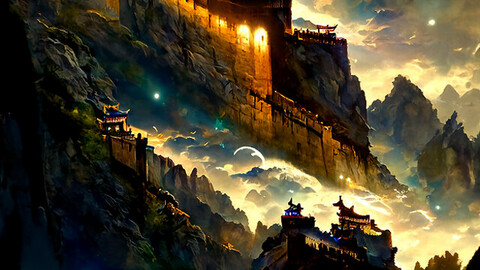 the majestic great wall Illustration Set