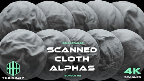 10 Scanned Cloth Alphas 02 | Realistic Detailed Wrinkles for ZBrush, Blender and Mudbox