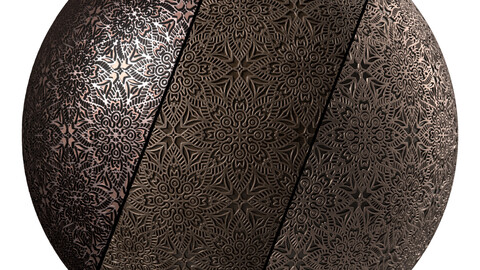 Metal Materials 9- Ornament Metal panels By Sbsar, Pbr 4k Seamless