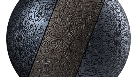 Metal Materials 12- Ornament Metal panels By Sbsar, Pbr 4k Seamless