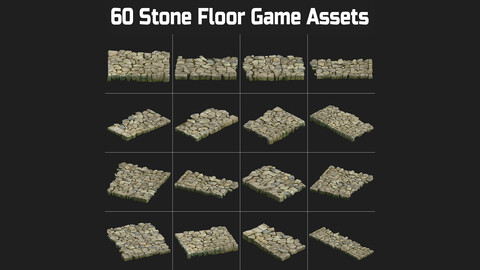 60 Different Types of Stone Floor, Tile, Path Game Assets.