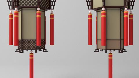 Cartoon Chinese Palace Lantern 3D model