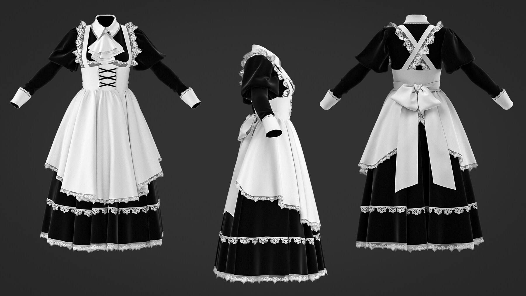 ArtStation - Female housemaid outfit / Marvelous Designer/Clo3D project ...