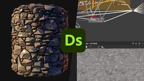 Stylized Rock Castle Wall 01 - Substance 3D Designer & Textures