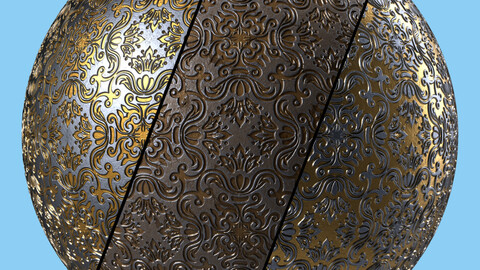 Metal Materials 13- Ornament Metal panels By Sbsar, Pbr 4k Seamless