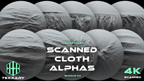 10 Scanned Cloth Alphas 04 | Realistic Detailed Wrinkles for ZBrush, Blender and Mudbox