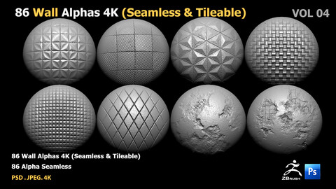 86 Wall Alphas 4K (Seamless & Tileable)