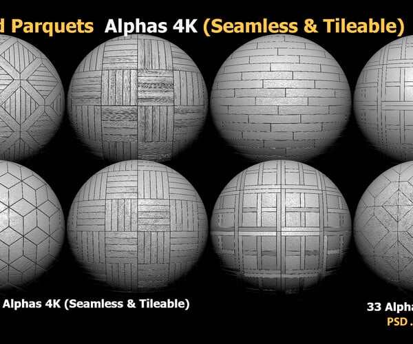 ArtStation - 33 Wood Parquets Alphas 4K (Seamless & Tileable) | Brushes